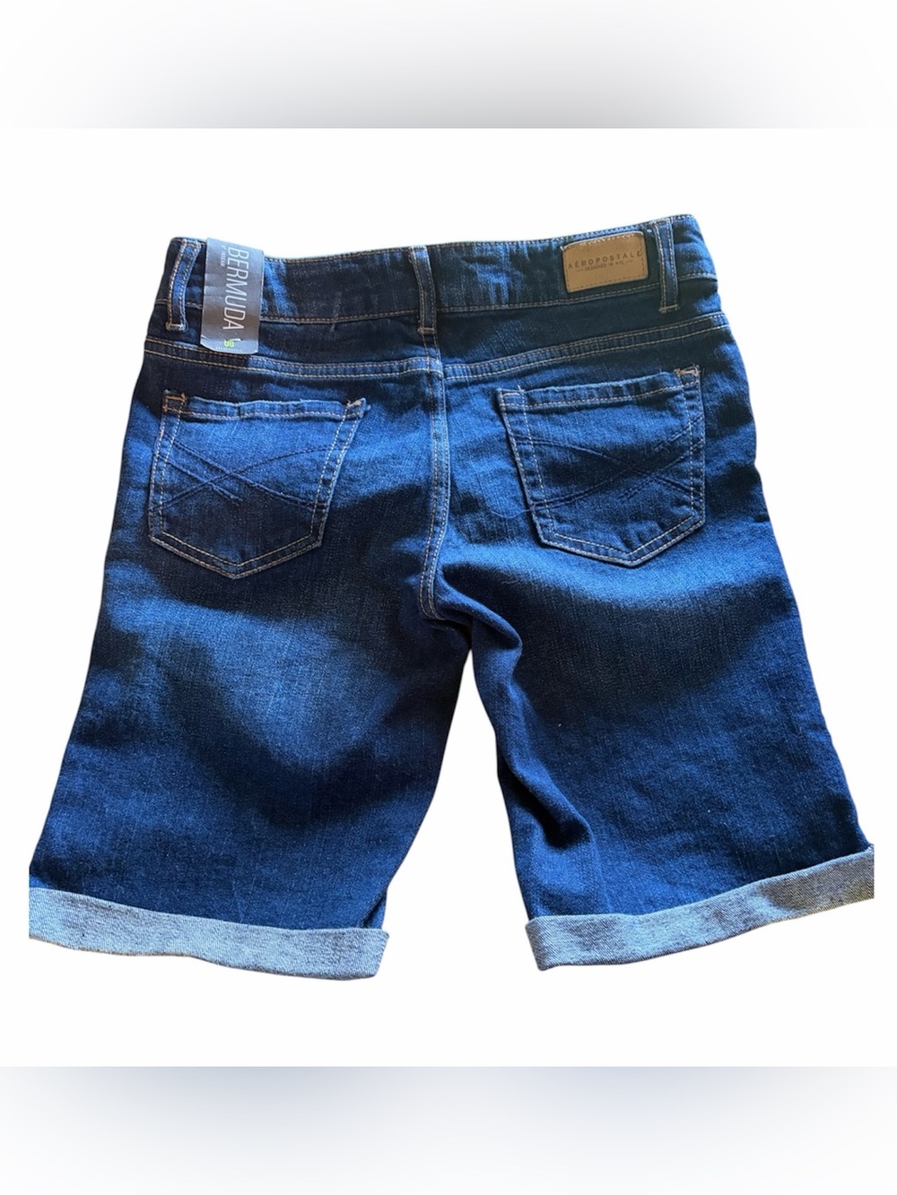 Aeropostale Women's Mid-rise Dark Blue Denim Distressed Bermuda Size 00 - Picture 3 of 4